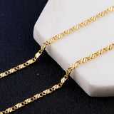 925 Silver 18K Flat Clavicle Chain Necklace 2MM Wedding Jewelry