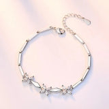 925 Silver 3PCS Clear Horse Zirconia Clovers Bracelets for Women