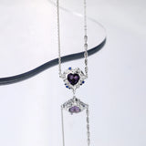 925 Silver Crystal Heart Pendant Necklace Zircon Wedding Jewelry