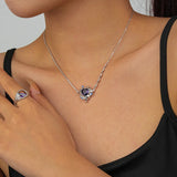 925 Silver Crystal Heart Pendant Necklace Zircon Wedding Jewelry