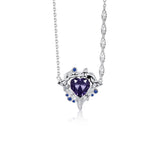 925 Silver Crystal Heart Pendant Necklace Zircon Wedding Jewelry