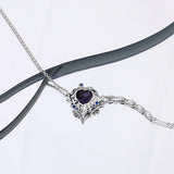925 Silver Crystal Heart Pendant Necklace Zircon Wedding Jewelry