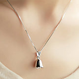 925 Sterling Silver Bell Pendant Chain Necklace Women Jewelry Gift
