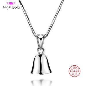 925 Sterling Silver Bell Pendant Chain Necklace Women Jewelry Gift