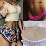 925 Silver Crystal Heart Navel Piercing Panda Belly Button Ring