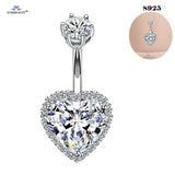 925 Silver Crystal Heart Navel Piercing Panda Belly Button Ring