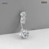 925 Silver Crystal Heart Navel Piercing Panda Belly Button Ring