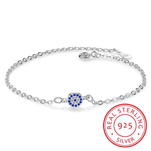 925 Silver Bracelets Cz Crystal Charms Bracelet Enamel Lucky Eye Beads Bracelet
