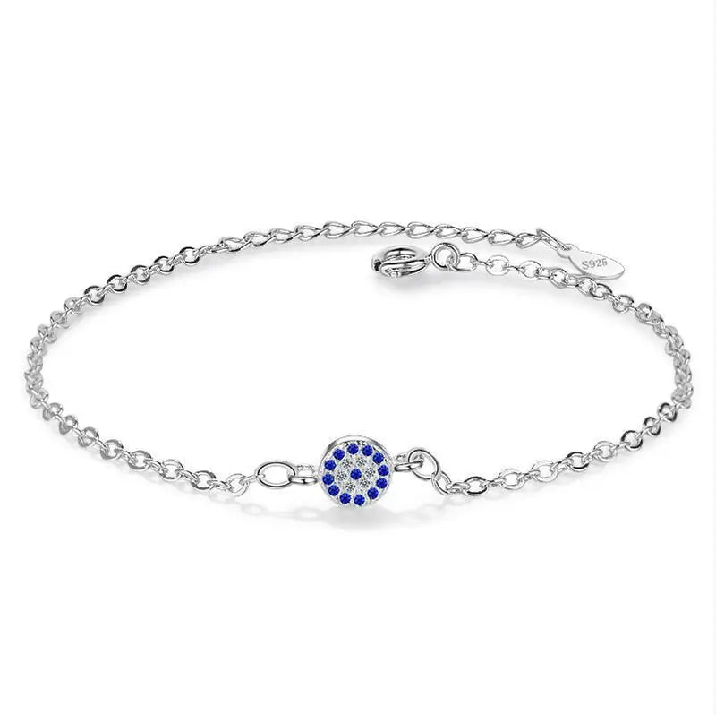 925 Silver Bracelets Cz Crystal Charms Bracelet Enamel Lucky Eye Beads Bracelet
