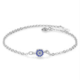 925 Silver Bracelets Cz Crystal Charms Bracelet Enamel Lucky Eye Beads Bracelet