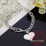 925 Silver Bracelets Heart Charm Bracelet High Men Women Silver Bracelet