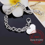 925 Silver Bracelets Heart Charm Bracelet High Men Women Silver Bracelet