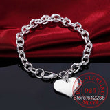 925 Silver Bracelets Heart Charm Bracelet High Men Women Silver Bracelet