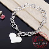 925 Silver Bracelets Heart Charm Bracelet High Men Women Silver Bracelet
