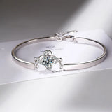 925 Silver Zirconia Four Leaves Clover Bracelet for Women