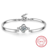 925 Silver Zirconia Four Leaves Clover Bracelet for Women