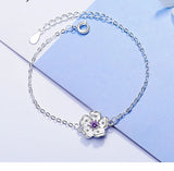 925 Silver Bracelet Purple/Pink Zirconia Plum Blossom Flower Bracelet Bangle