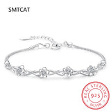 925 Silver Purple Zirconia Flower Bracelet for Women