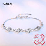 925 Silver Purple Zirconia Flower Bracelet for Women