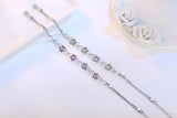 925 Silver Purple Zirconia Bracelet Plum Flower Bangles
