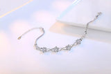 925 Silver Purple Zirconia Bracelet Plum Flower Bangles