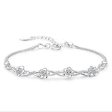 925 Silver Purple Zirconia Bracelet Plum Flower Bangles