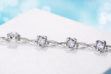 925 Silver Zirconia Plum Flower Bracelet Fine Jewelry For Women