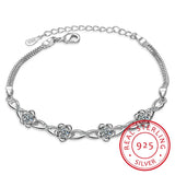 925 Silver Zirconia Plum Flower Bracelet Fine Jewelry For Women
