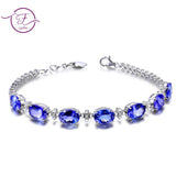 925 Silver Bracelet with Created Sapphire Gemstone
