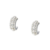 925 Silver C-shaped Pearl Stud Earrings, Wedding Jewelry