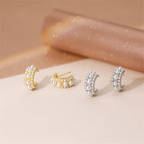 925 Silver C-shaped Pearl Stud Earrings, Wedding Jewelry