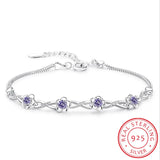 Purple Zirconia Flower Bracelet