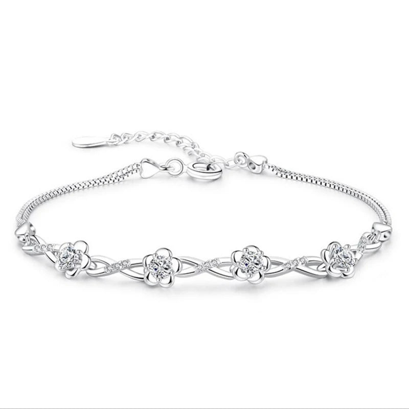 Purple Zirconia Flower Bracelet