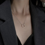 925 Silver Circle Necklace Women's Clavicle Chain Choker Kolye Colar