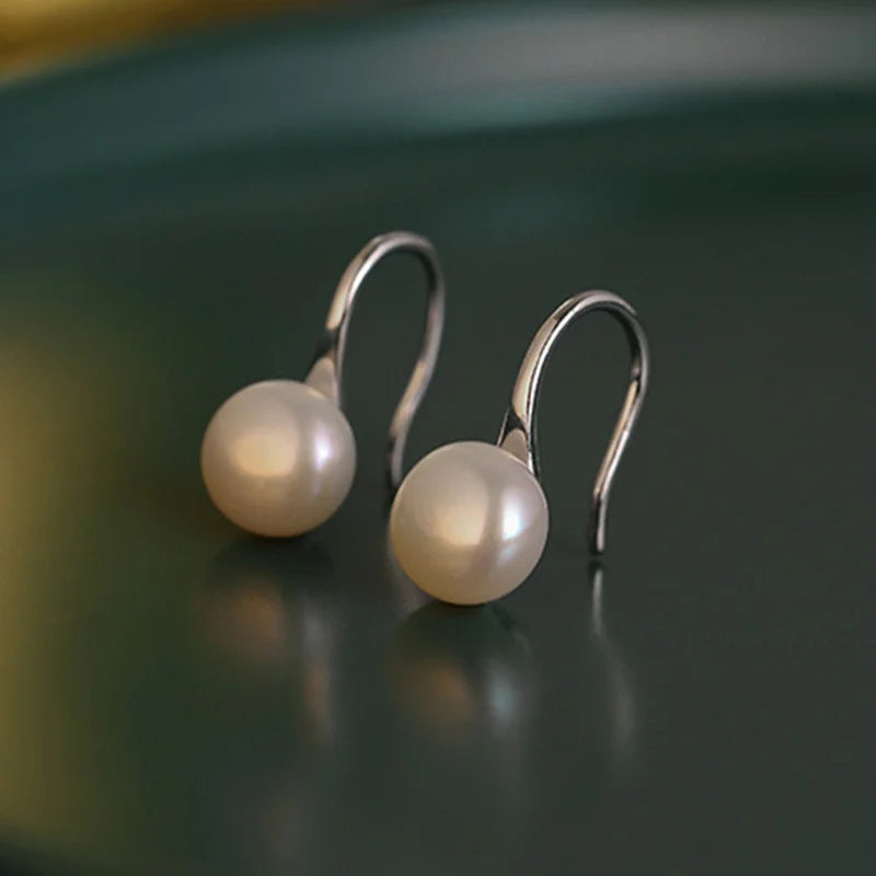 925 Silver Pearl Drop Earrings Glamour Wedding Party Jewelry