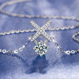 925 Silver Cross 1ct Moissanite Pendant Necklace for Women