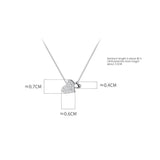 925 Silver Double Heart CZ Wedding Pendant Necklace Women