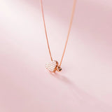 925 Silver Double Heart CZ Wedding Pendant Necklace Women