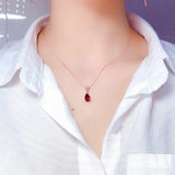925 Silver Ruby Gemstone Pendant Necklace for Women