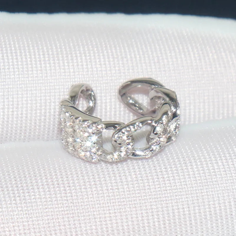 925 Silver Ear Clips Non Pierced Earrings CZ Clip Jewelry
