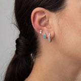 925 Silver Flower Crystal Hoop Earrings Women Jewelry Accessories