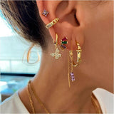 925 Silver Flower Crystal Hoop Earrings Women Jewelry Accessories
