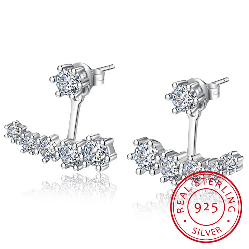 925 Silver Zirconia Leaves Stud Earrings S-E264