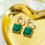 925 Silver Square Cubic Zirconia Earrings Vintage Jewelry