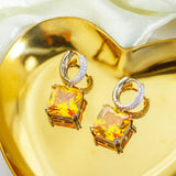 925 Silver Square Cubic Zirconia Earrings Vintage Jewelry