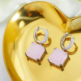 925 Silver Square Cubic Zirconia Earrings Vintage Jewelry