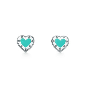 925 Silver Enamel Heart Stud Earrings for Party
