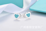 925 Silver Enamel Heart Stud Earrings for Party