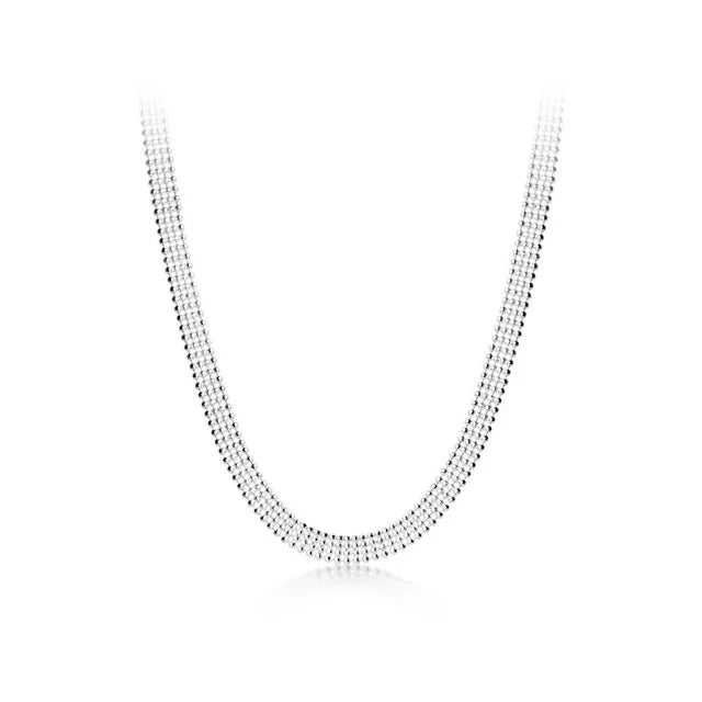 925 Silver 4mm Beads Chain Choker Necklace Women Wedding S925 Jewelry