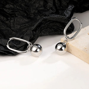 925 Silver Ball Charm Hoop Earrings For Women Wedding Fine Jewelry
